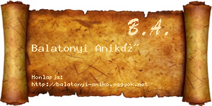 Balatonyi Anikó névjegykártya